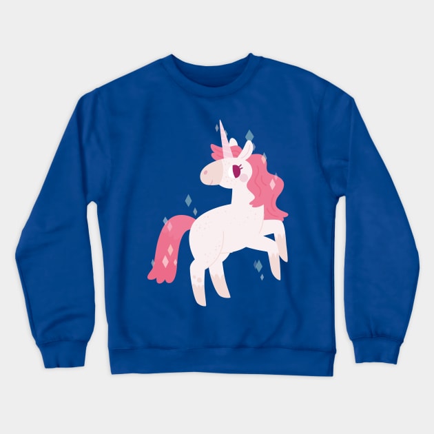 Sparkly Pink Unicorn Crewneck Sweatshirt by clairestamper